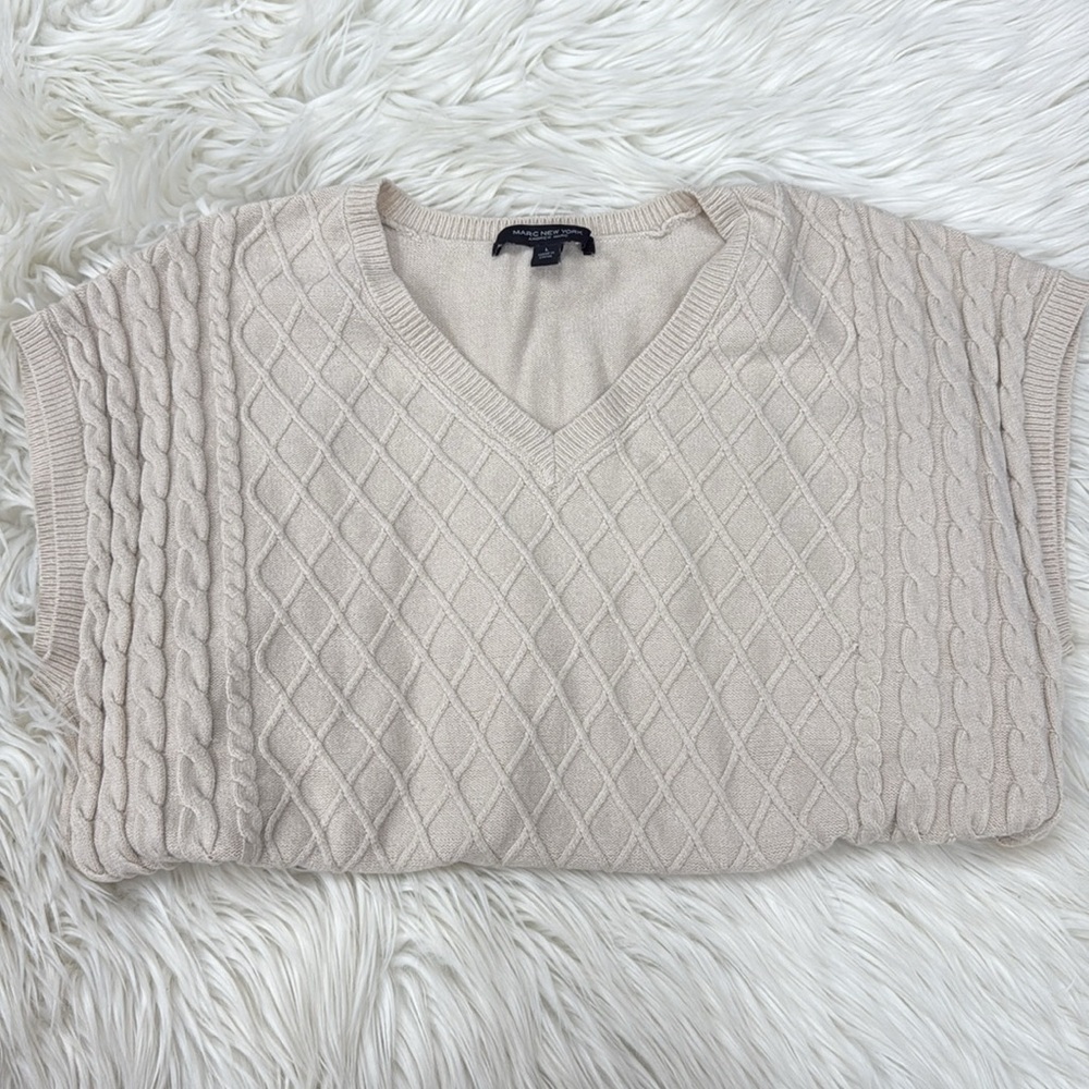 Marc New York Beige V-Neck Sweater Vest